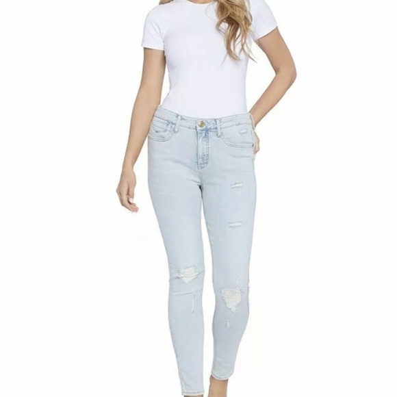 Seven7 5 POINTS -LIGHT BLUE Bombshell Ripped Skinny Jeans, US 12 NWT $89 - Picture 6 of 6